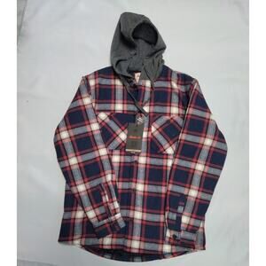 HAWKE & CO Outfitter Men’s Plaid Fleece Hoodie Zip Shacket Jacket Size M